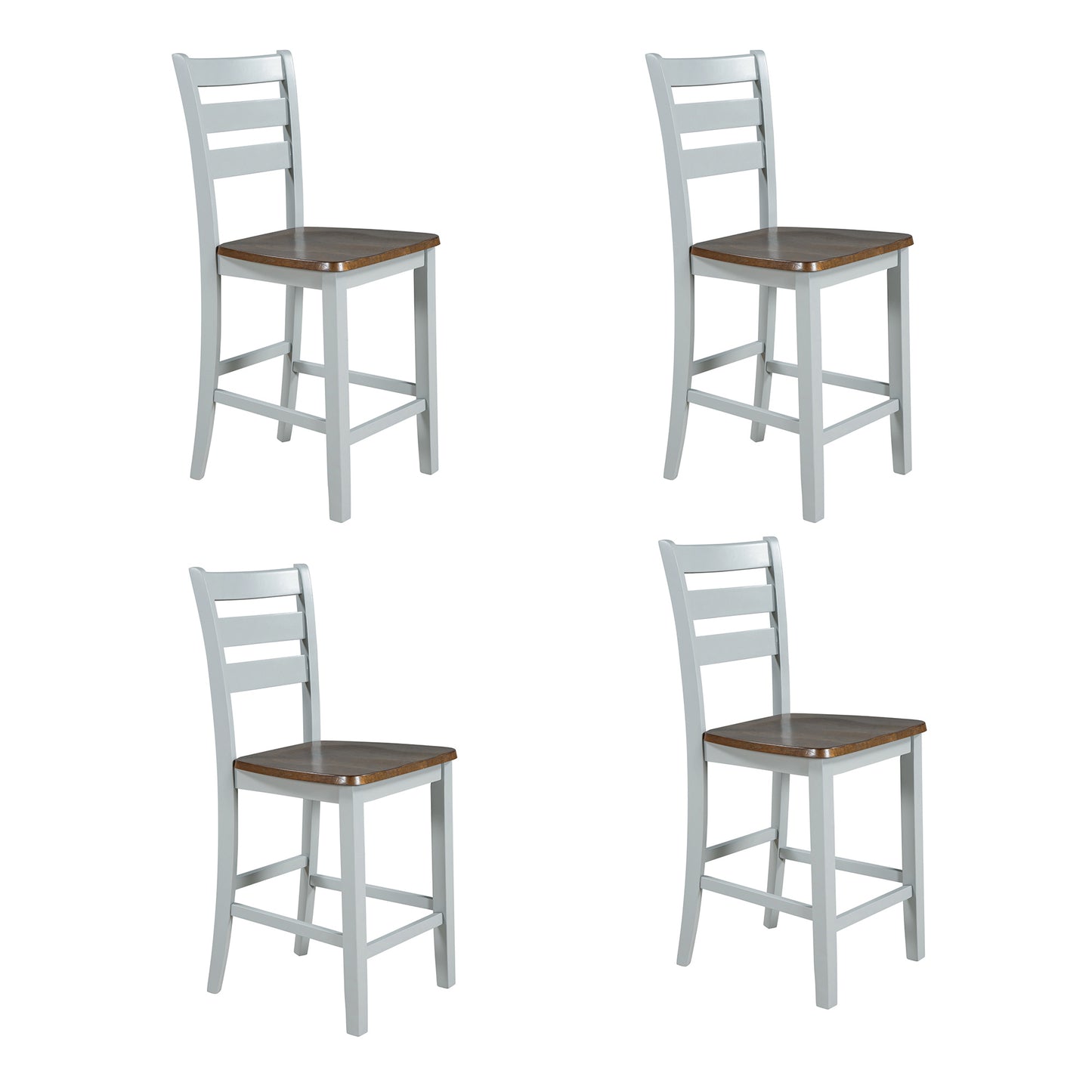 Farmhouse Wood Counter Height 5-Piece Dining Table Set with Drop Leaf;  Kitchen Set with Wine Rack and Drawers for Small Places