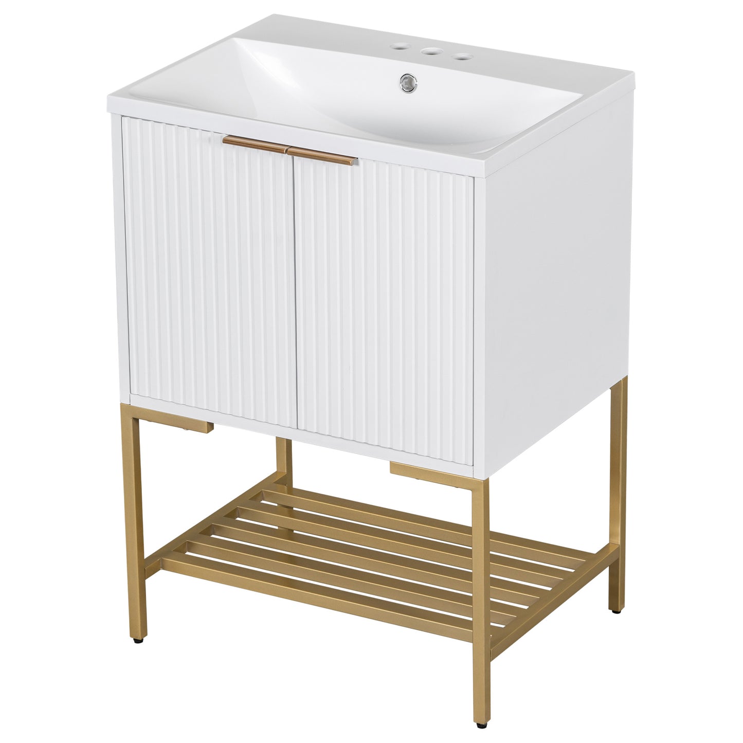 24" Bathroom Vanity with Sink, Bathroom Vanity Cabinet- White