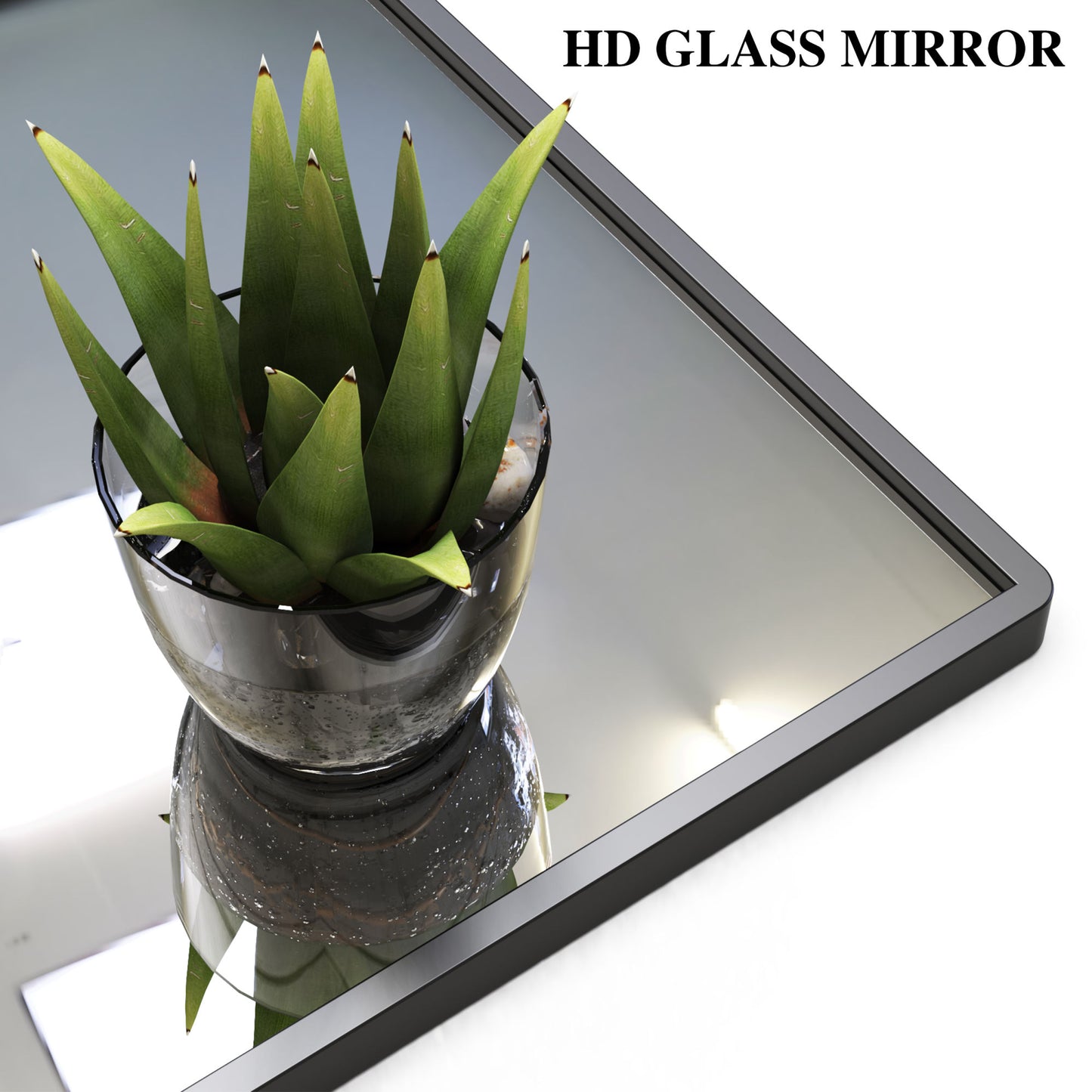Modern Bathroom Mirror- Black Aluminum Frame 48x30 Inch