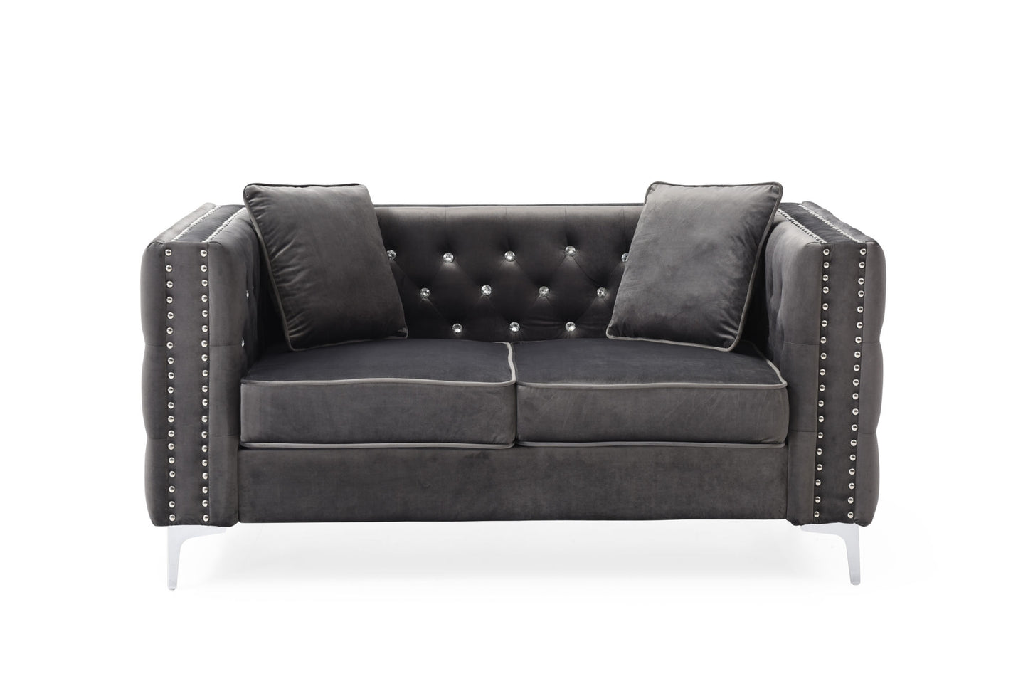 Opulent Jewel-Tufted Velvet Living Room Ensemble