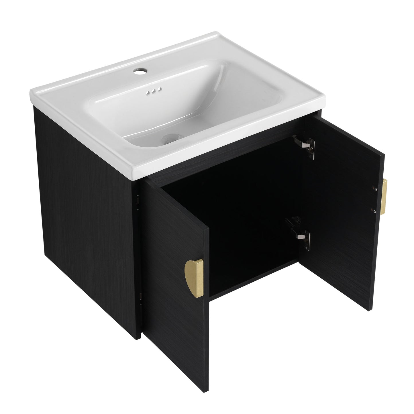 24 Inch Soft Close Doors Bathroom Vanity With Sink, For Small Bathroom(KD-Packing)