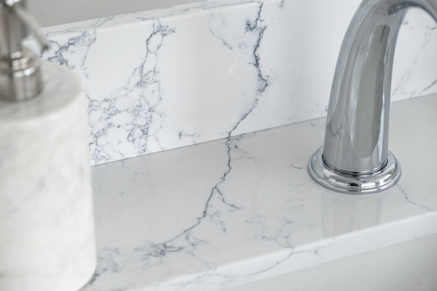 37"x 22" bathroom stone vanity top carrara jade engineered marble color with undermount ceramic sink and single faucet hole with backsplash