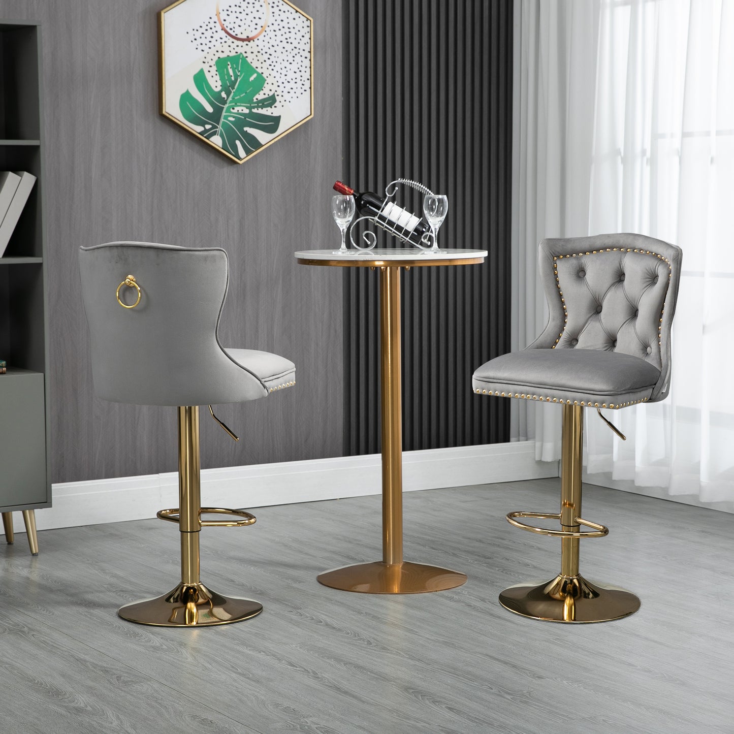 COOLMORE Bar Stools with Back and Footrest Counter Height Dining Chairs 2PC/SET