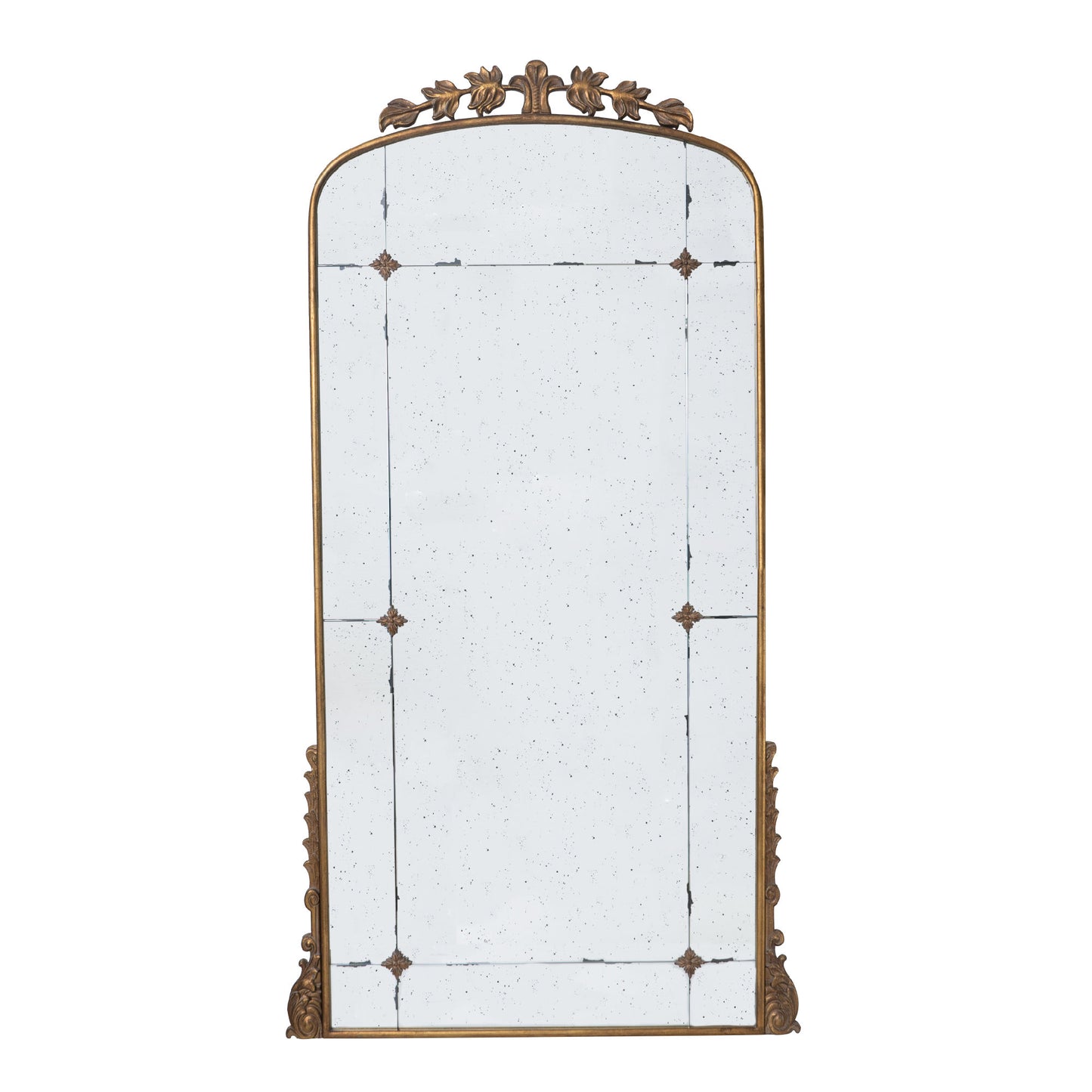 76" x 40" Lavish Full-Length Mirror, Antique Gold Metal Floor Mirror