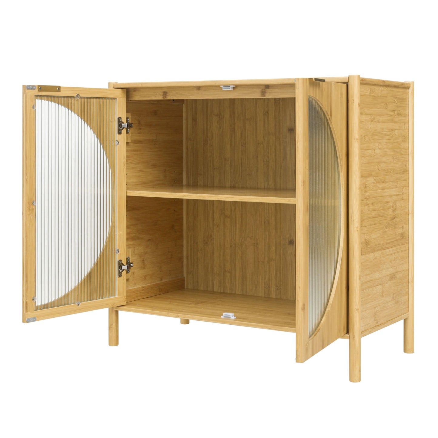 Bamboo 2 door cabinet, Set of 2, Buffet Sideboard Storage Cabinet, Buffet Server Console Table, for Dining Room, Living Room, Kitchen, Hallway
