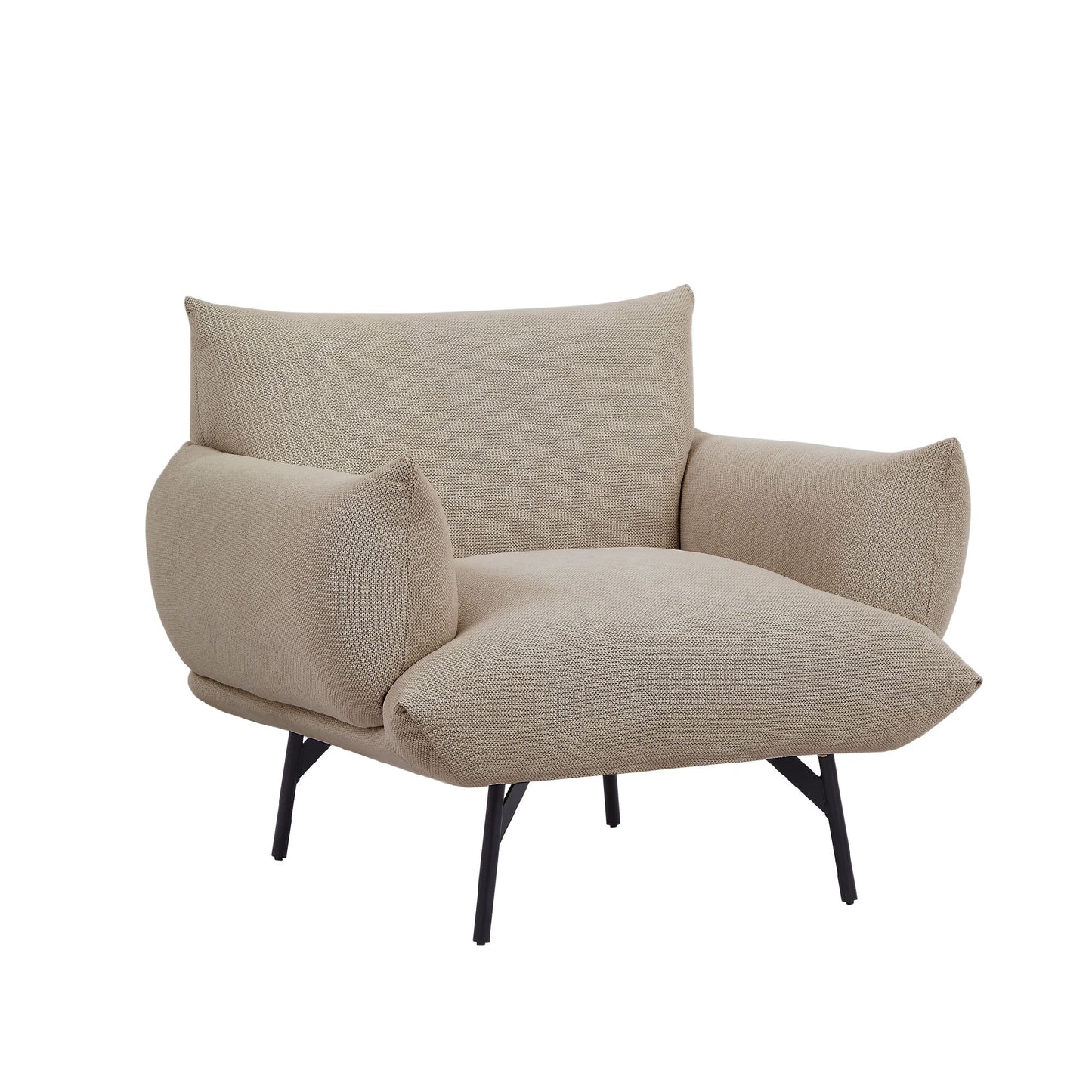 Oversized Living Room Accent Armchair Upholstered-Single Sofa Chair, Mid-Century Modern Comfy Fabric Armchair with Metal Leg