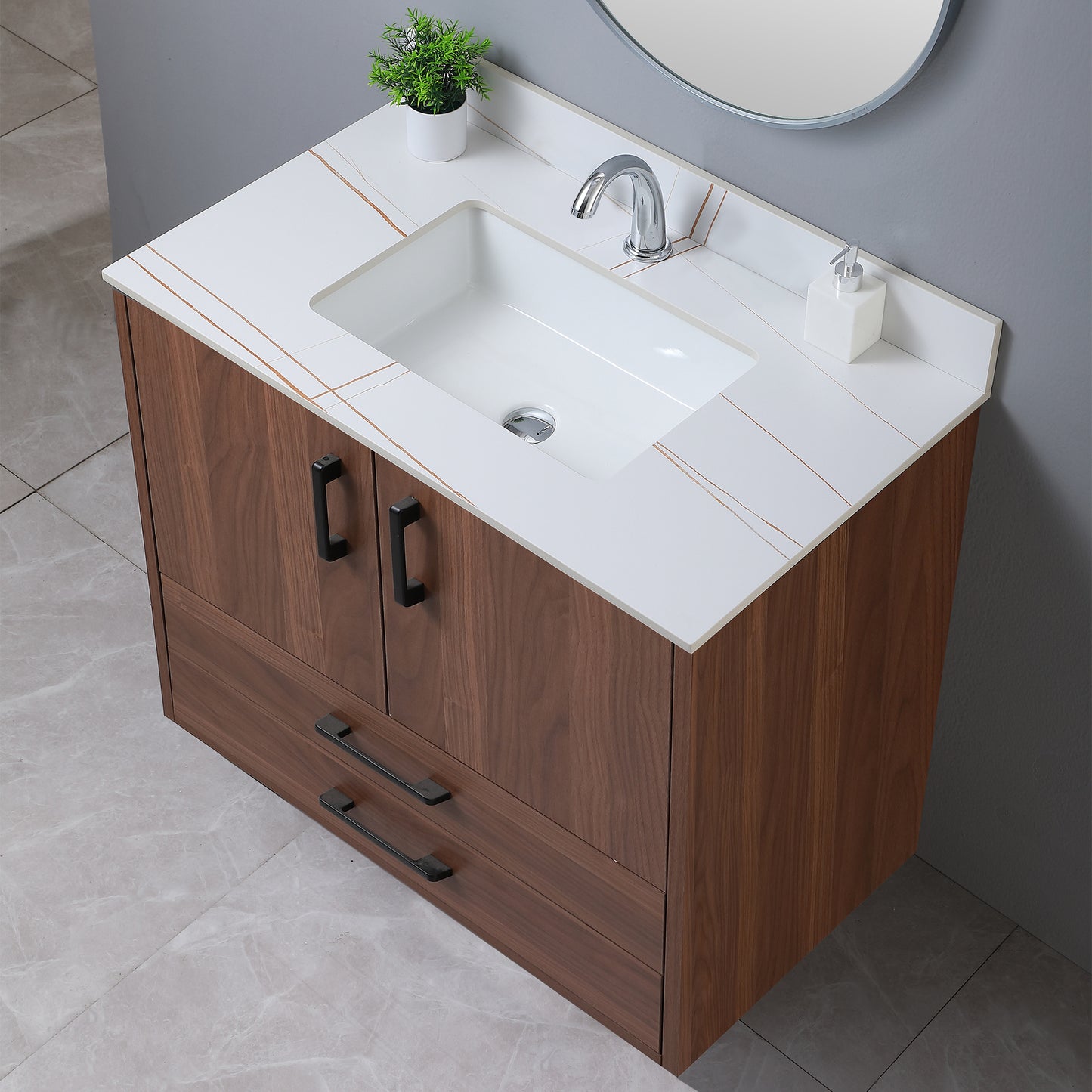 37inch bathroom vanity top stone white gold /black gold new style tops with rectangle undermount ceramic sink and single faucet hole