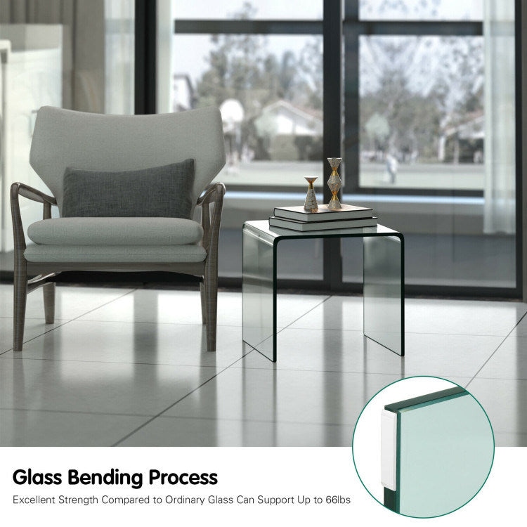 18 x 18 x 16 Inch Tempered Waterfall End Table with non-Slip Pad