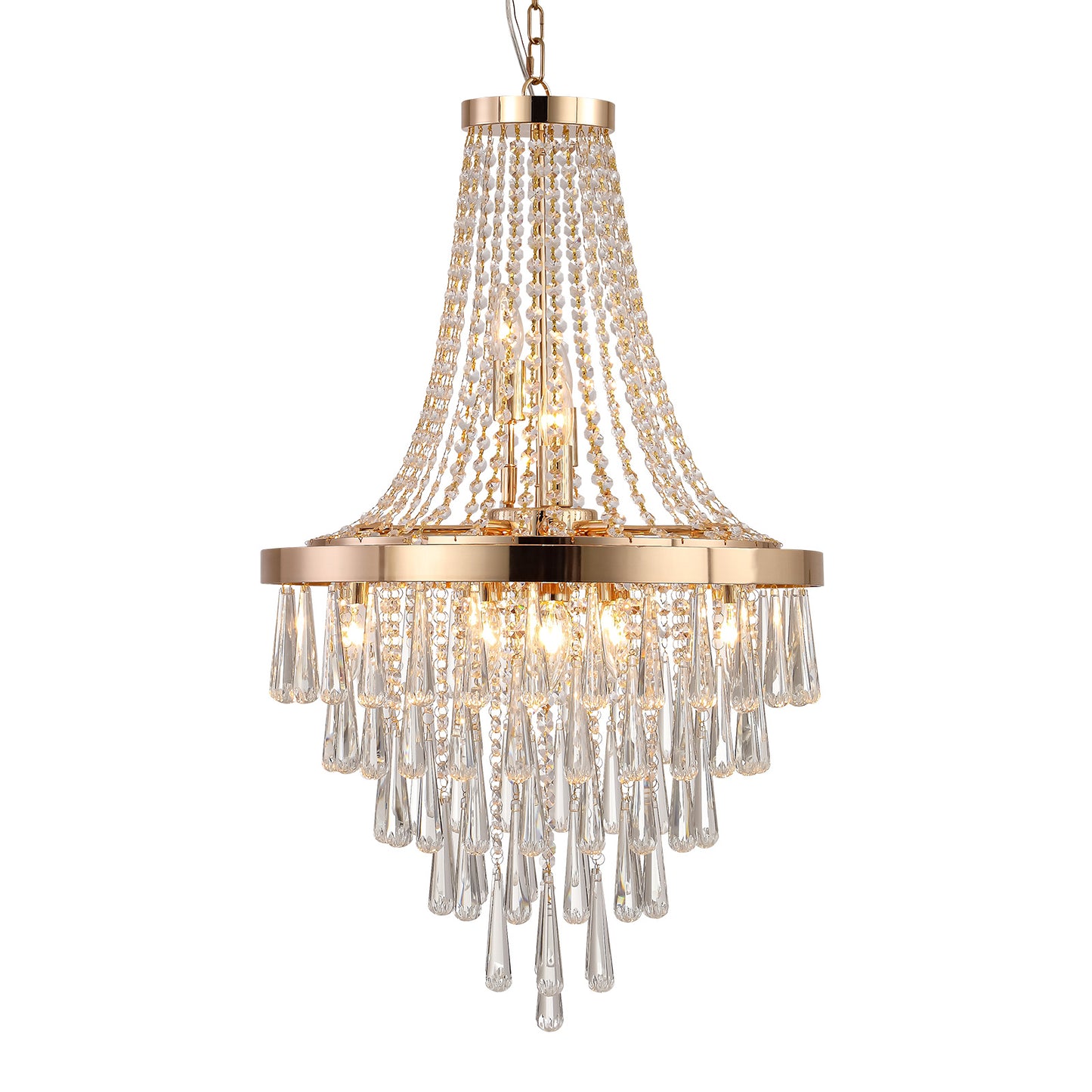 Gold Crystal Chandeliers, Large Contemporary Luxury Ceiling Lighting