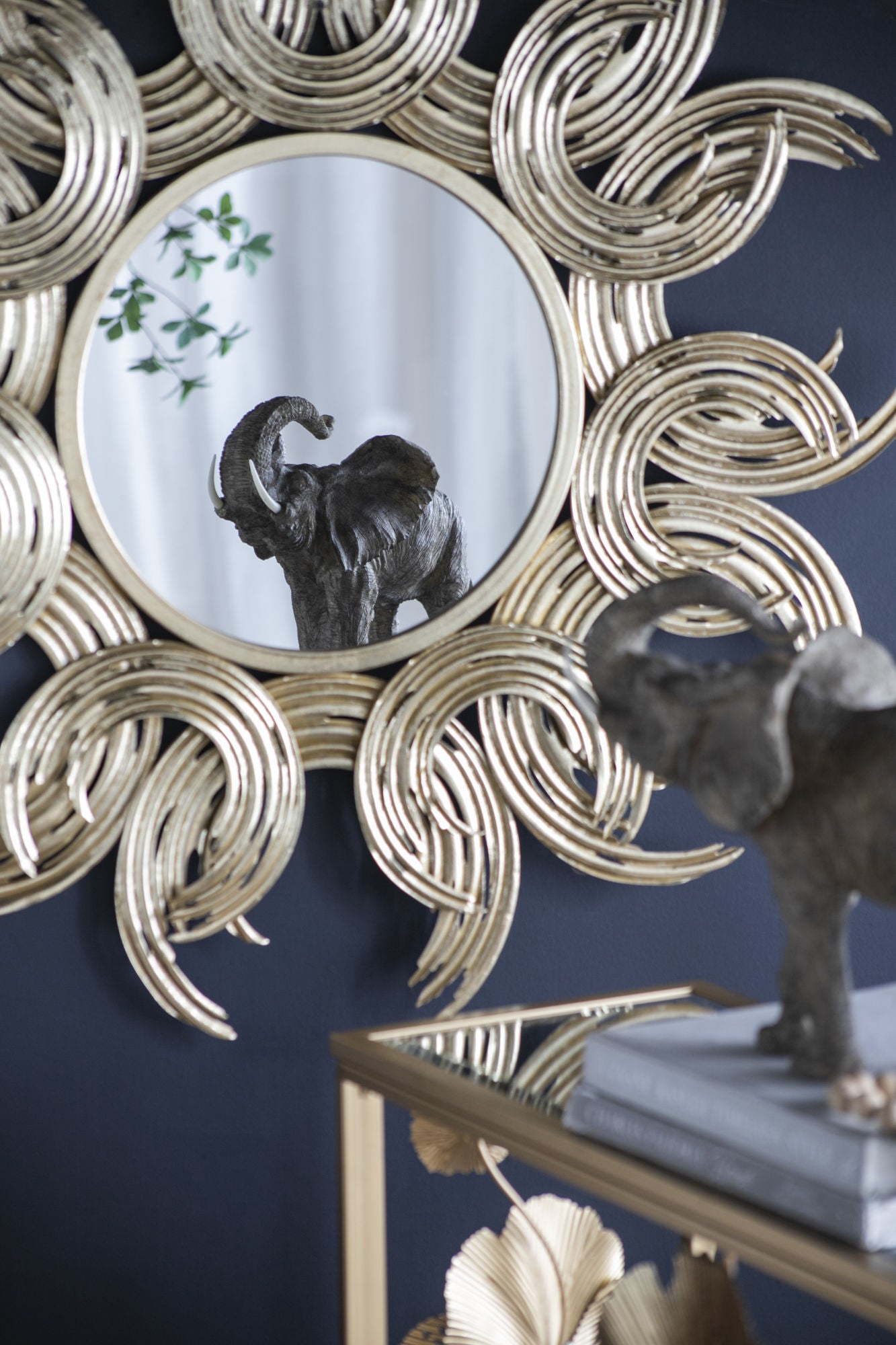 38" Sunburst Metal Decorative Mirror with Gold Finish