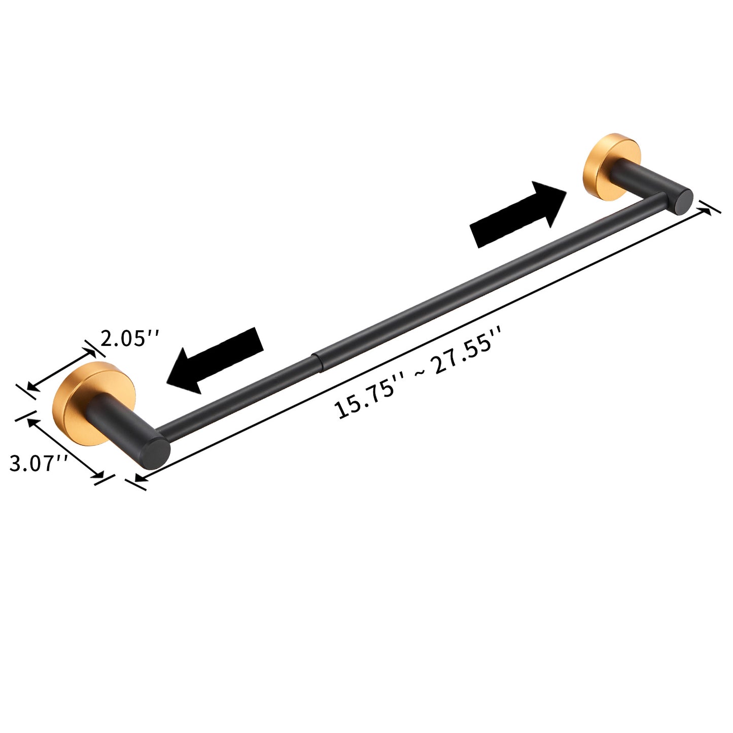 Bathroom Hardware Set; Thicken Space Aluminum 3 PCS Towel bar Set- Black Gold 16-27 Inches Adjustable Bathroom Accessories Set