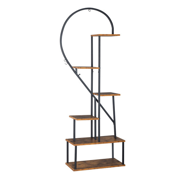 Artisasset 2pcs 6 Layers Half Heart Iron Wood Suitable For Garden Balcony Patio Lawn Home Decoration Plant Stand Flower Pot Stand Iron Flower Stand Black