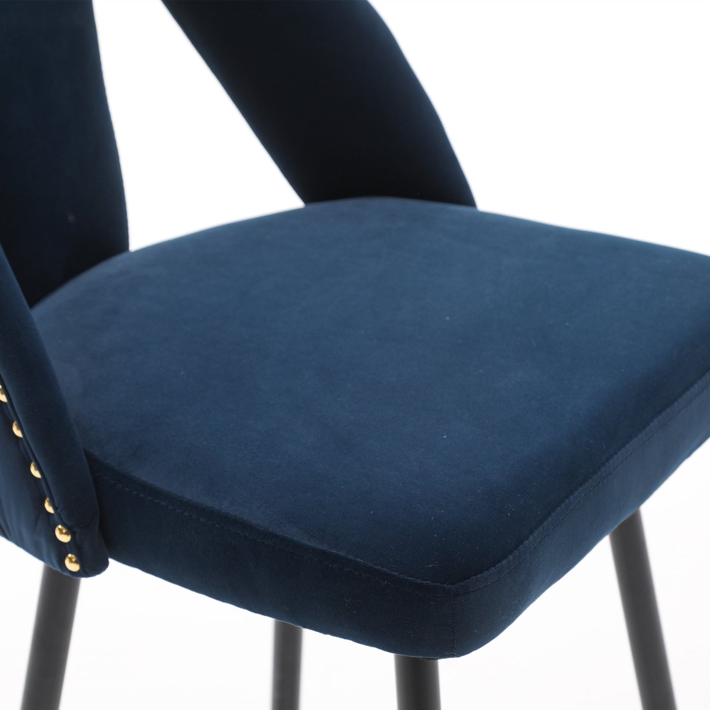 Collection Modern | Contemporary Velvet Upholstered  28\\\" Bar Stool & Counter Stools with Nailheads and Gold Tipped Black Metal Legs,Set of 2