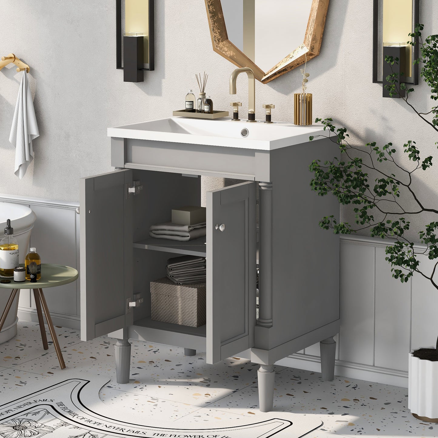 24'' Bathroom Vanity with Top Single Sink