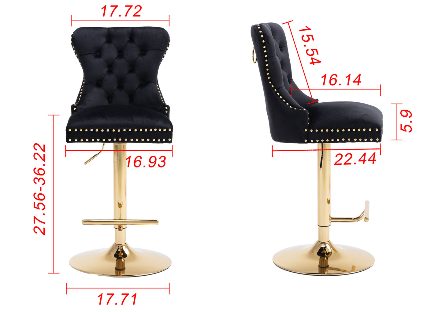 Swivel Bar Stools Chair Set of 2, Black