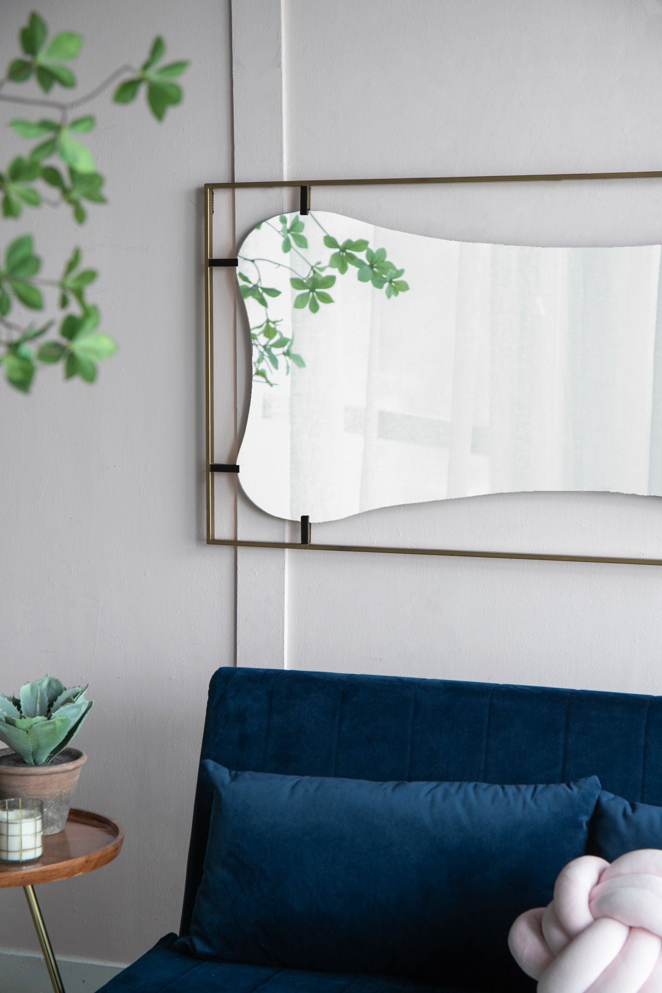 28x1.5x60" Poppy Mirror with Gold Metal Frame