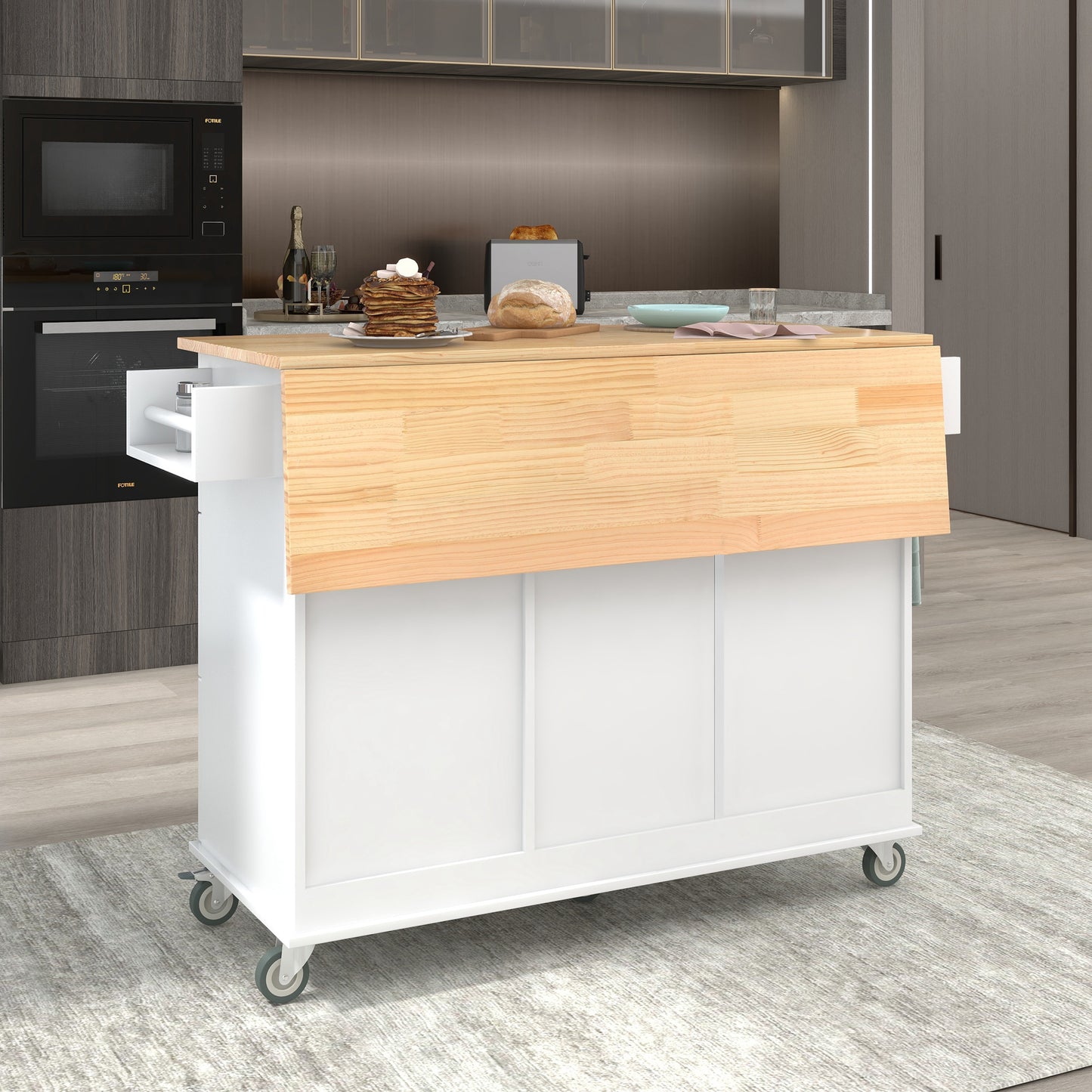 Rolling Mobile Kitchen Island (White)