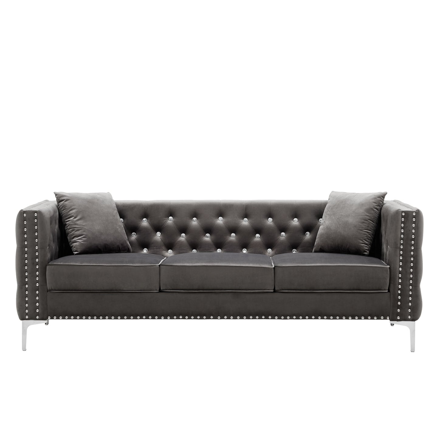 Opulent Jewel-Tufted Velvet Living Room Ensemble