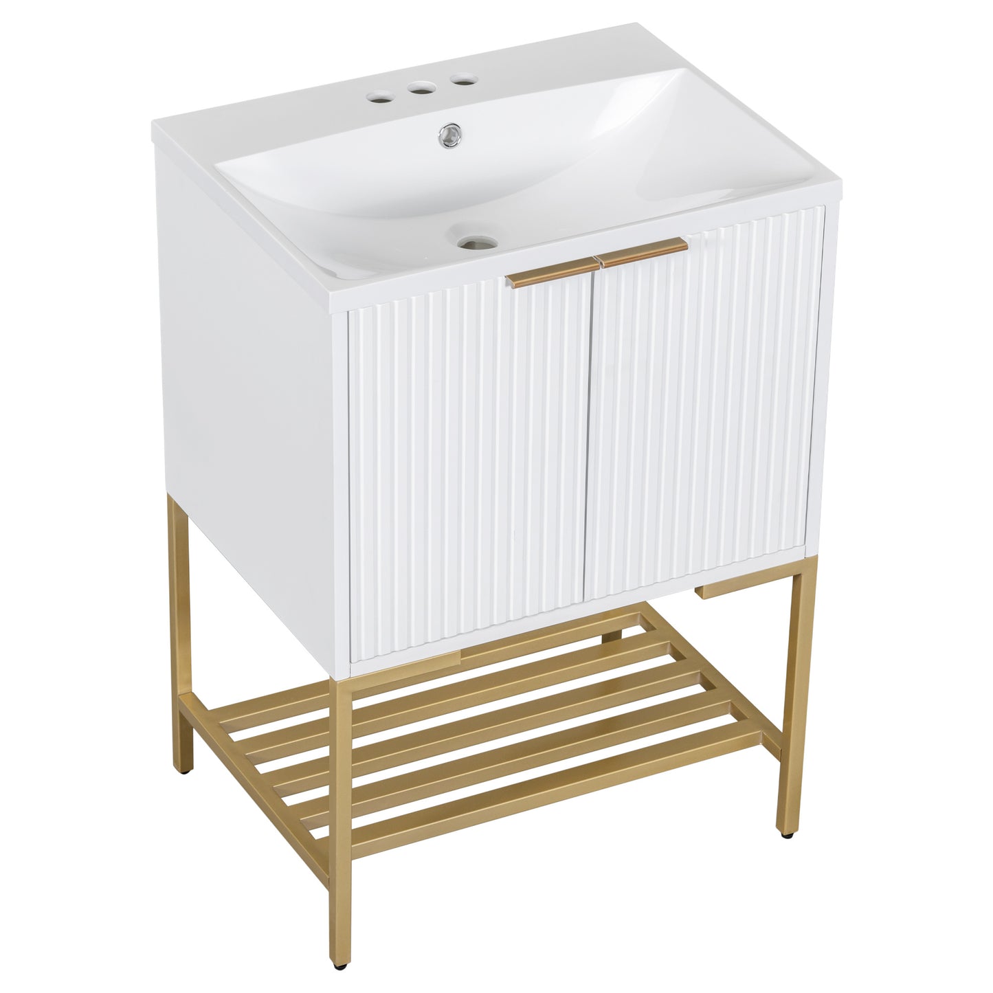 24" Bathroom Vanity with Sink, Bathroom Vanity Cabinet- White