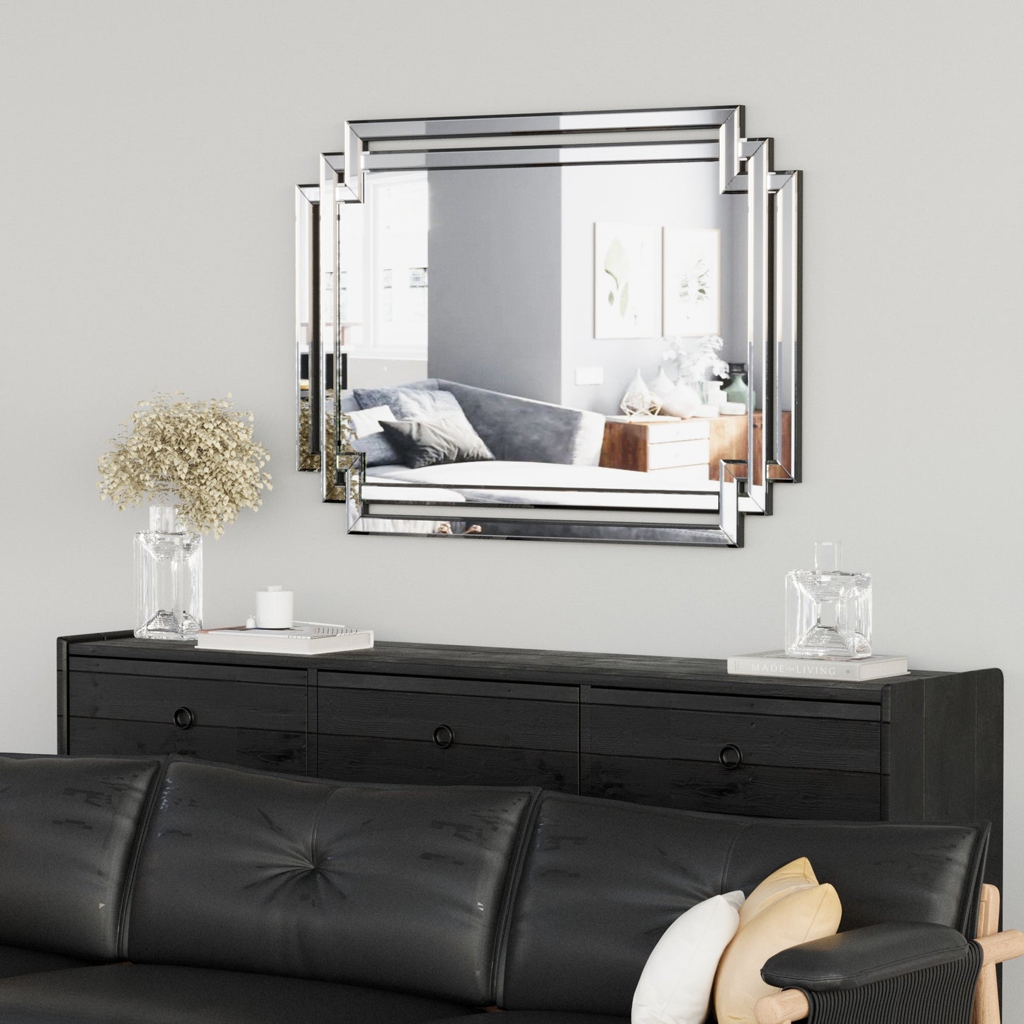 Silver Decorative Rectangular Wall Mirror (clear HD mirror)