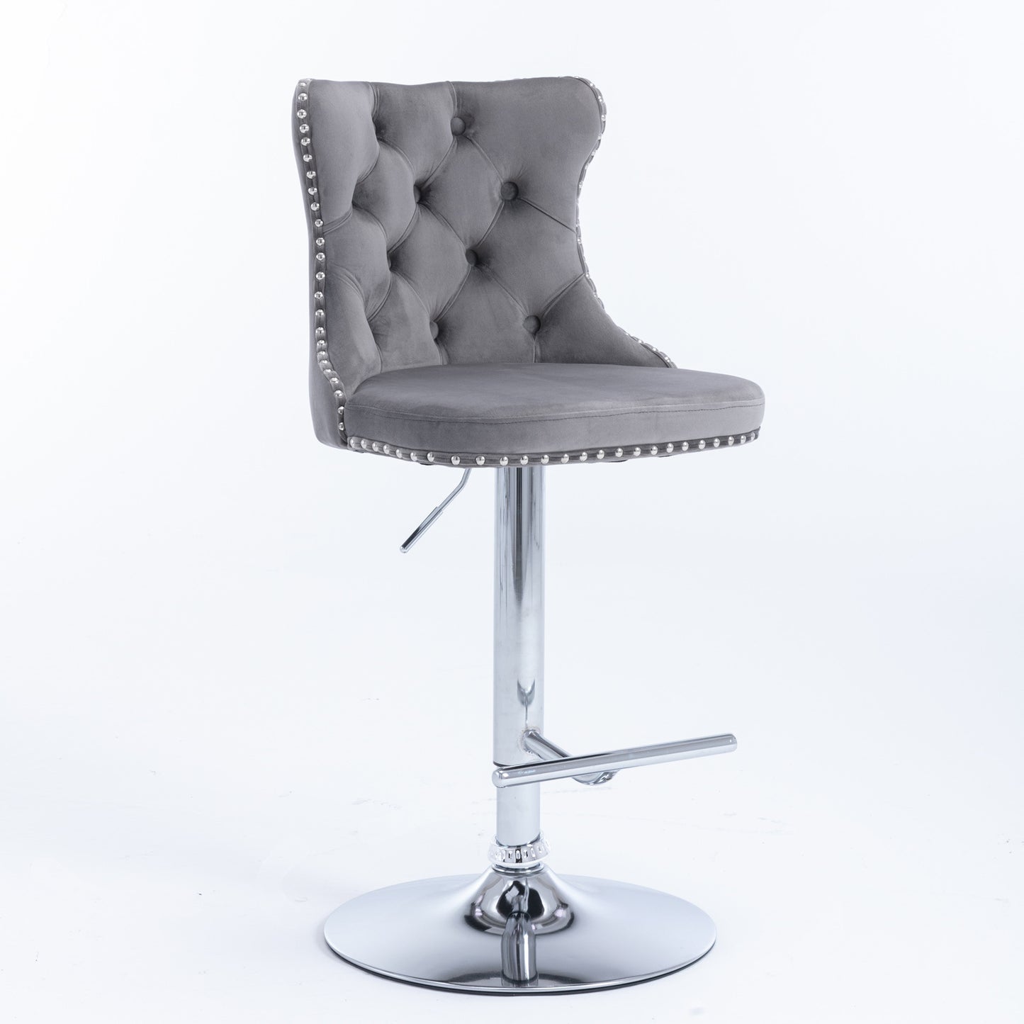 A&A Furniture, Swivel Velvet Barstools - Set of 2