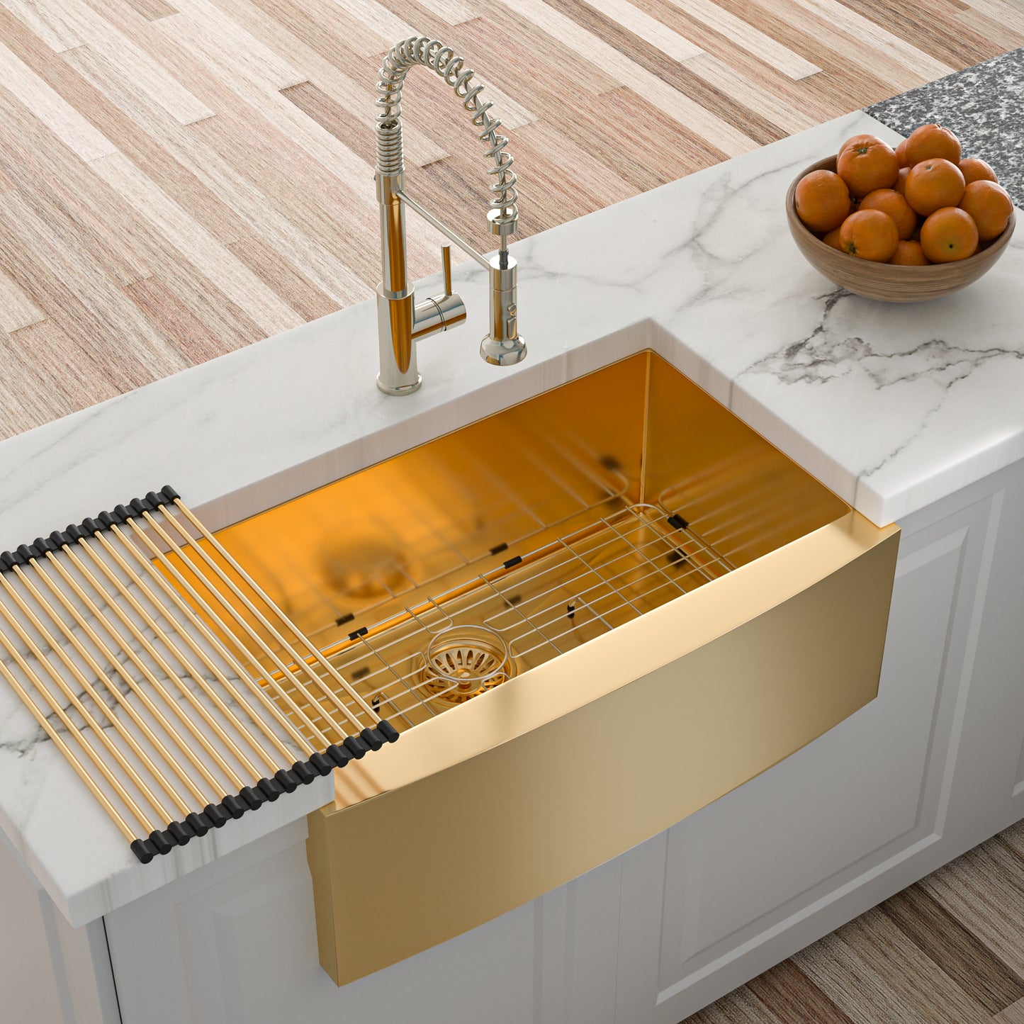 36 Gold Farmhouse Sink - 36 Inch Kitchen Sink Stainless Steel 16 gauge Apron Front Kitchen Sink