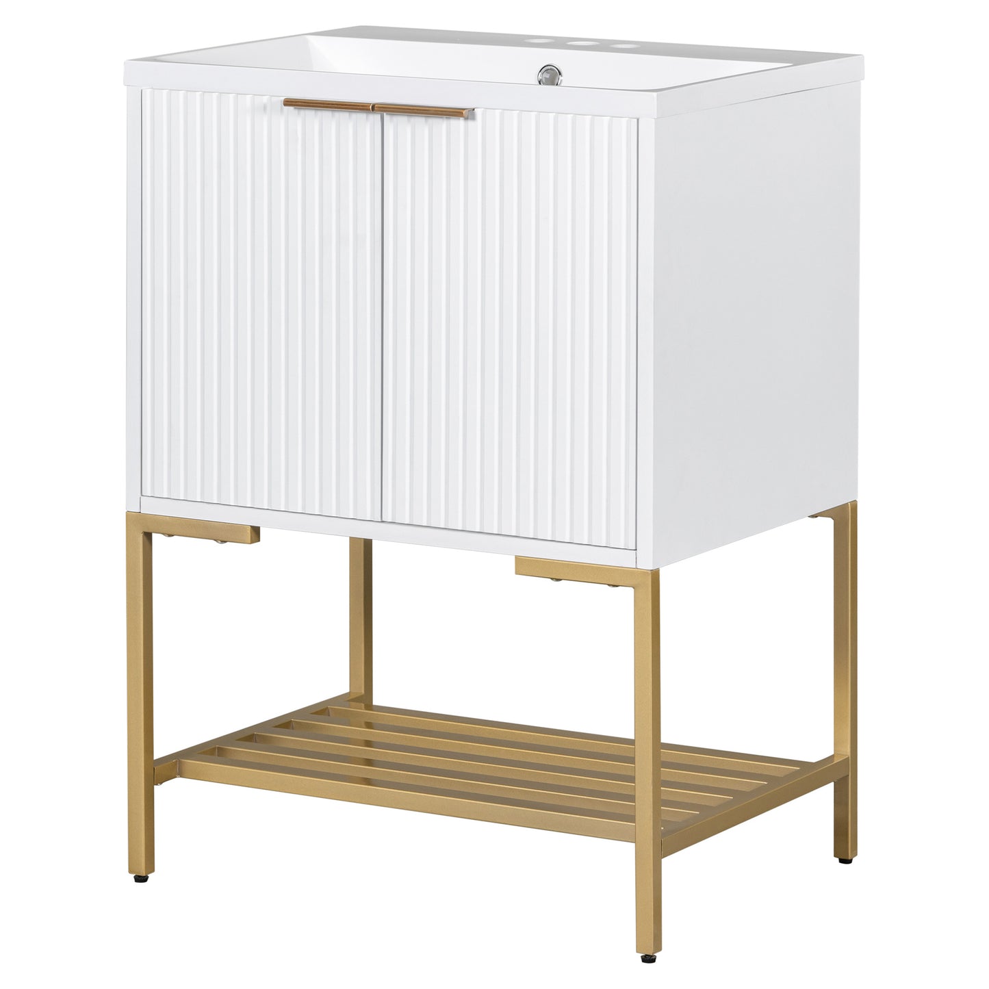 24" Bathroom Vanity with Sink, Bathroom Vanity Cabinet- White