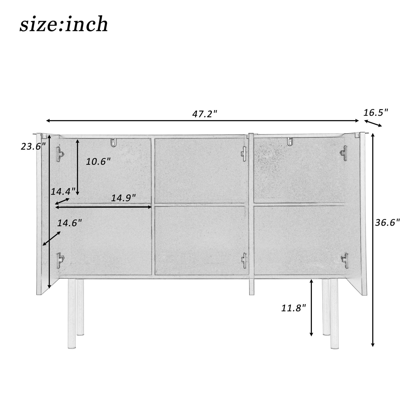 Board Cabinet with Gold Metal Legs