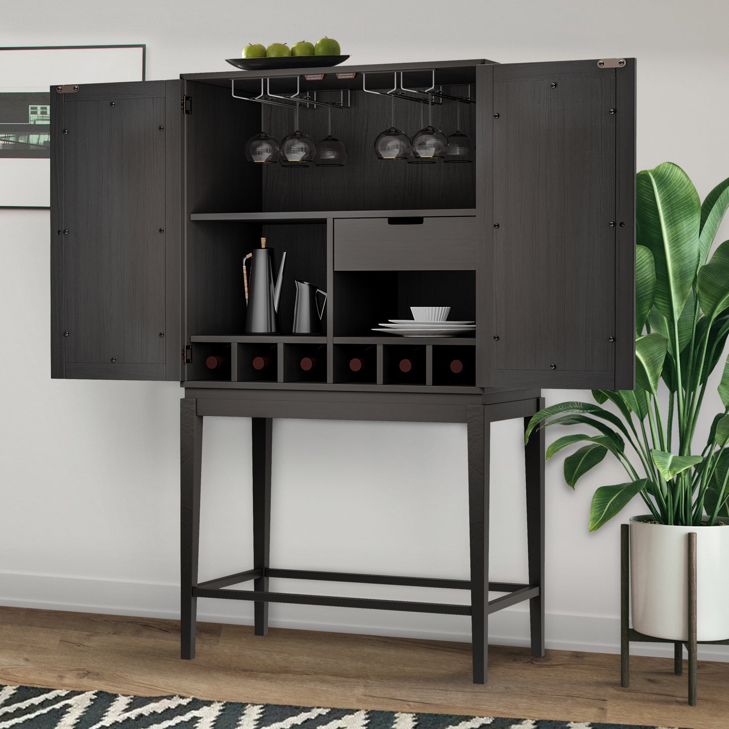 Antique Black Wine Cabinet