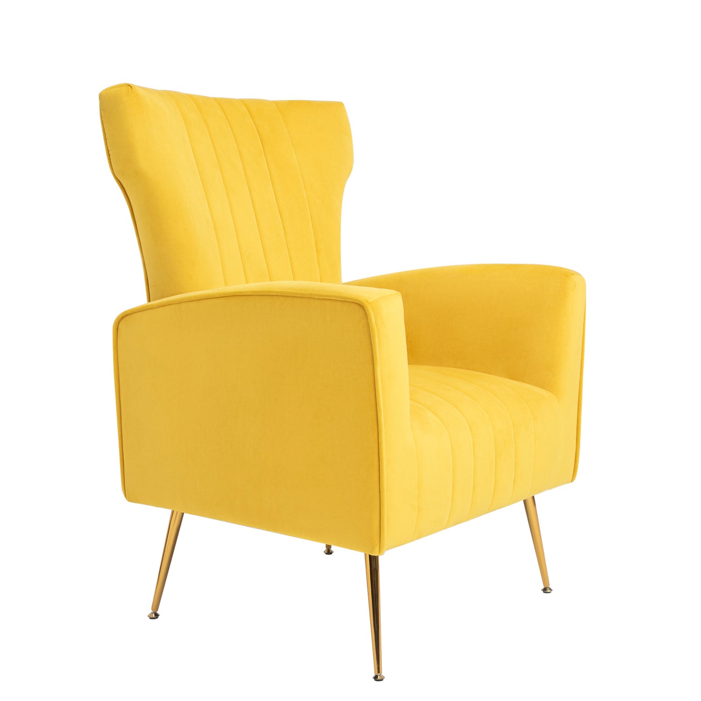 Velvet Accent Chair, Wingback Armchair with Gold Legs, Upholstered Single Sofa