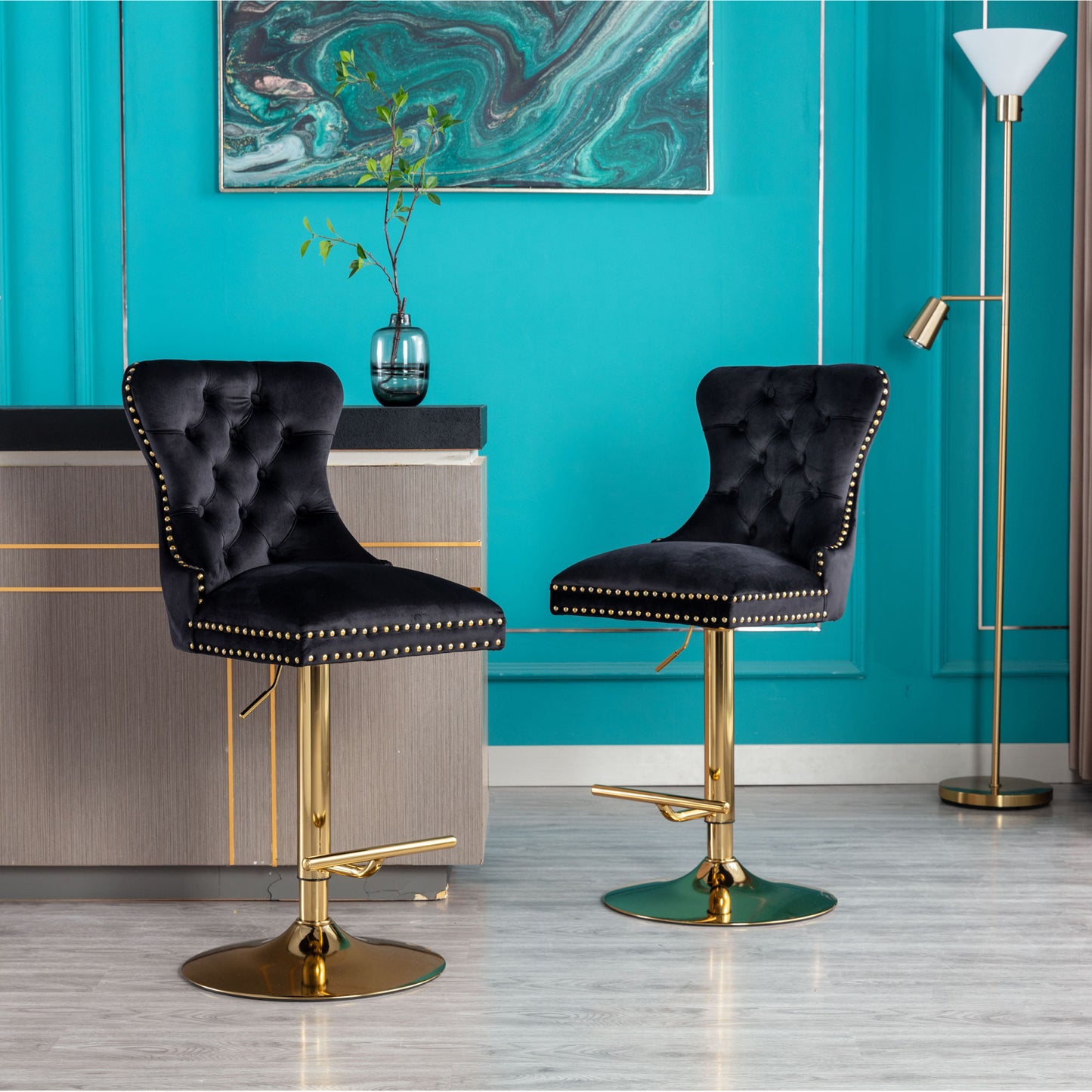 Swivel Bar Stools Chair Set of 2, Black