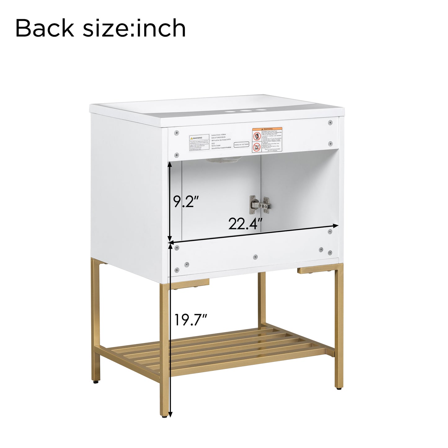 24" Bathroom Vanity with Sink, Bathroom Vanity Cabinet- White