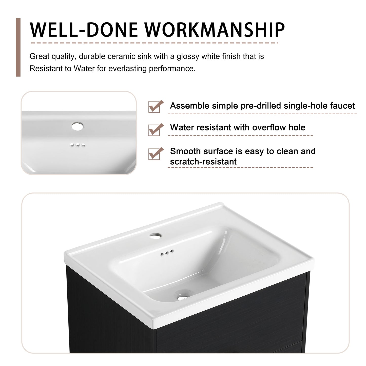 60 Inch Wall-Mounted Bathroom Vanity With Sink, and A Small Storage Shelves (KD-Packing)BVC07660BCT