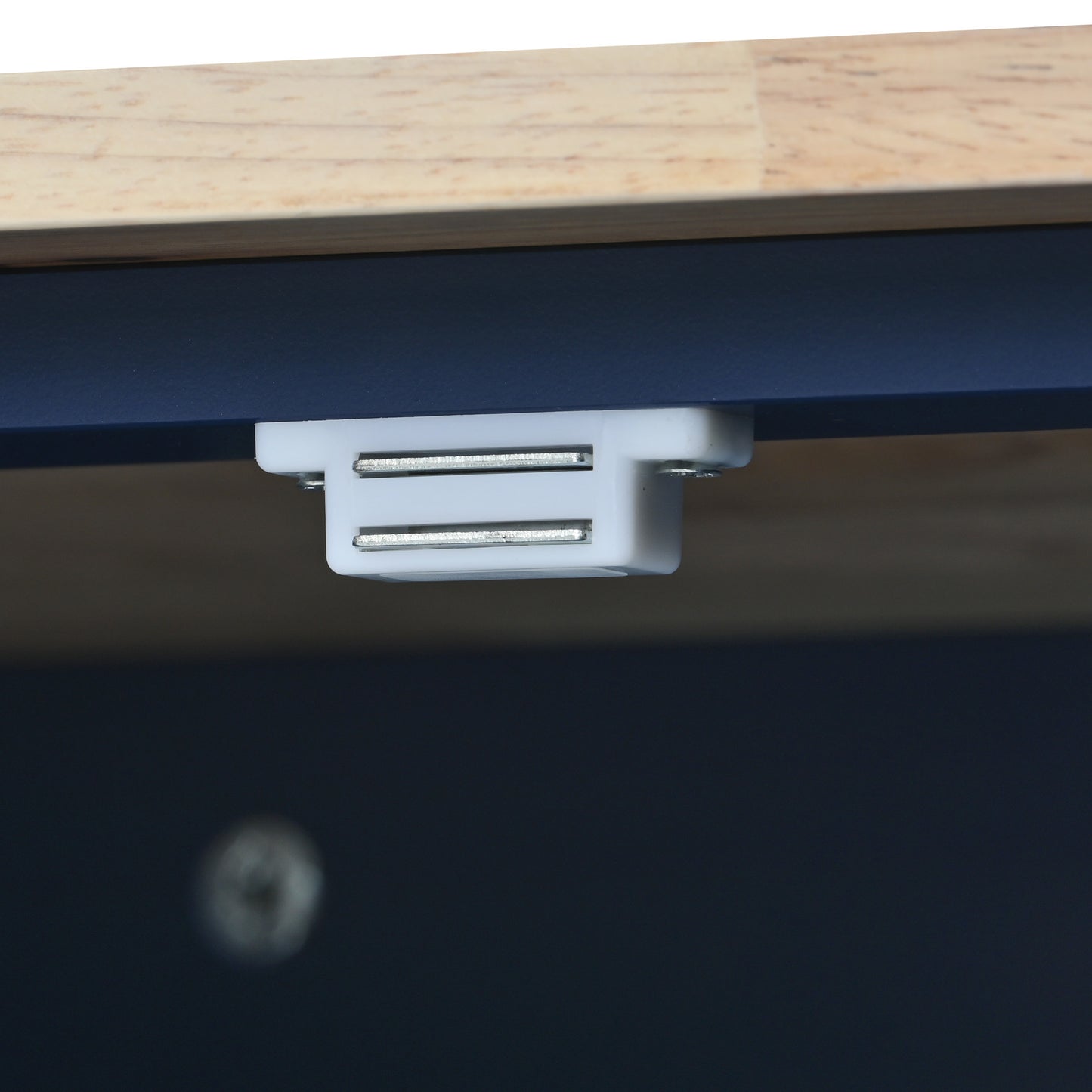 Rolling Mobile Kitchen Island with Drop Leaf - Solid Wood Top Dark blue)