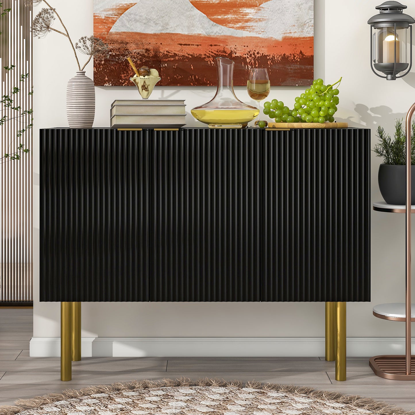 Board Cabinet with Gold Metal Legs