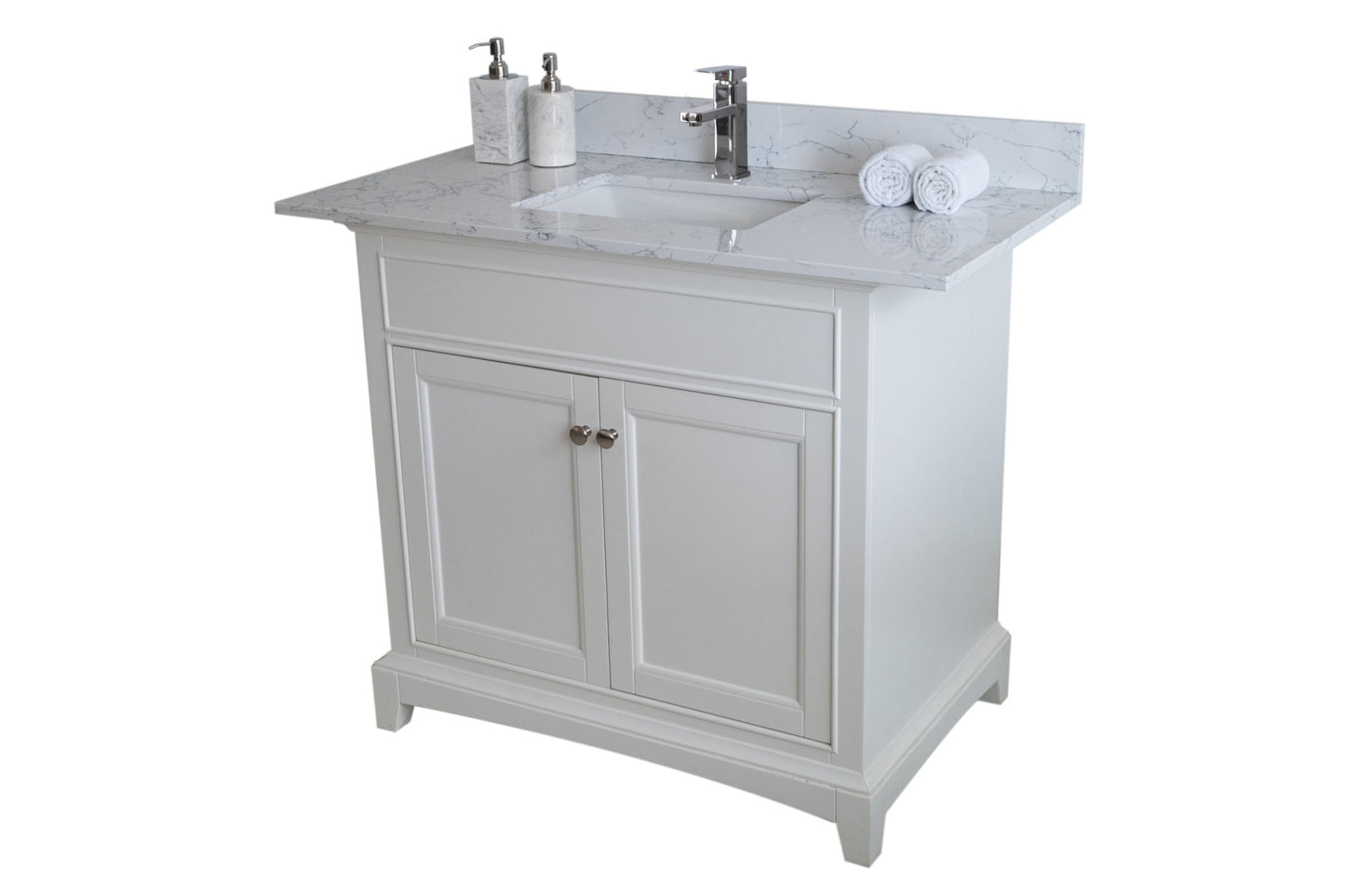 37"x 22" bathroom stone vanity top carrara jade engineered marble color with undermount ceramic sink and single faucet hole with backsplash