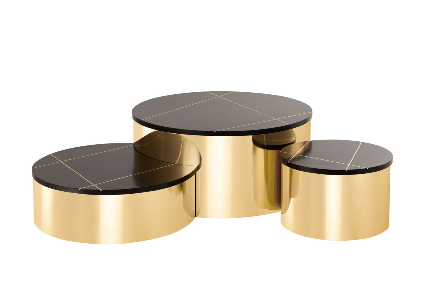 Modern Style 3PC Coffee Table Set - Gold