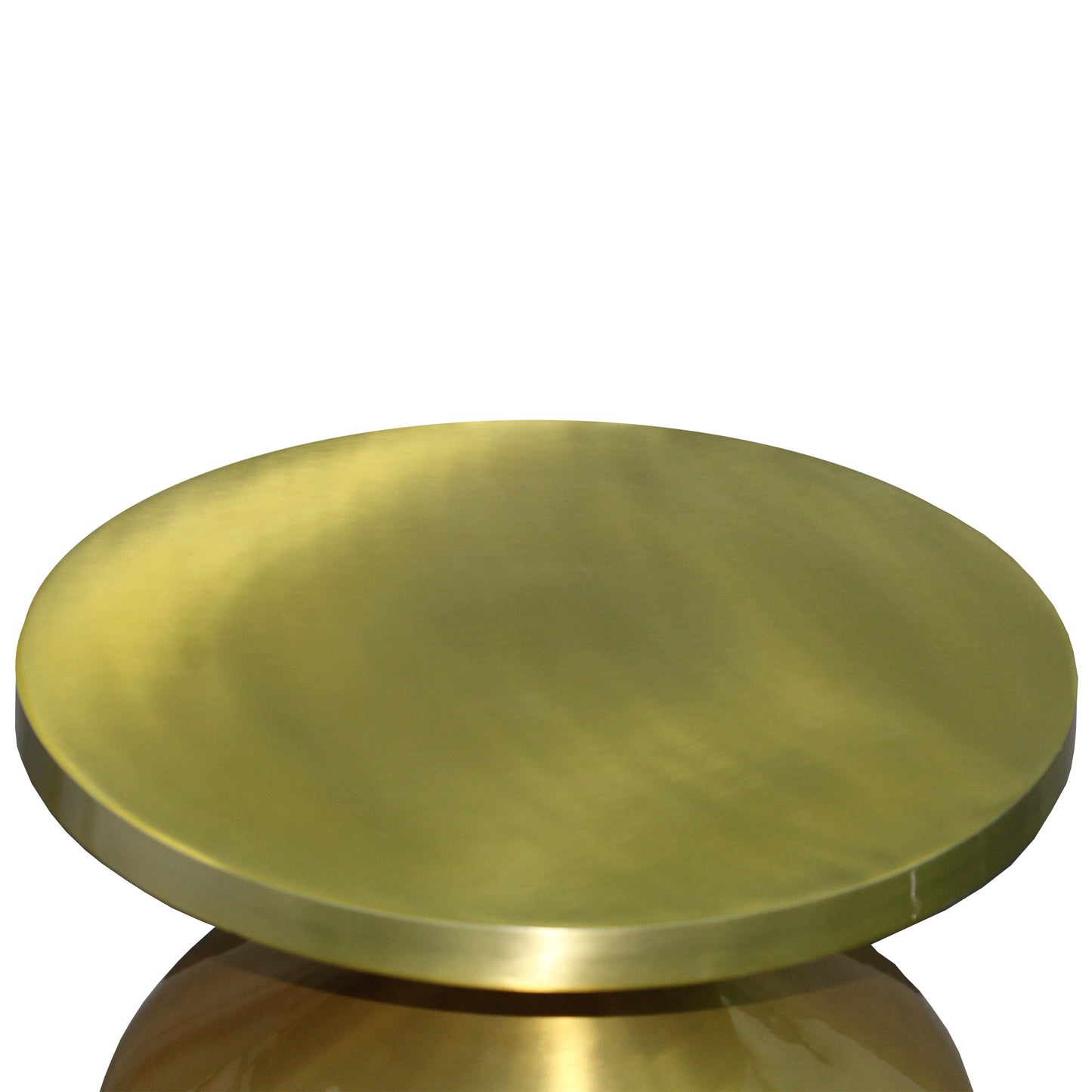 24 Inch Metal Frame End Table with Round Top and Bottle Shape Base; Gold