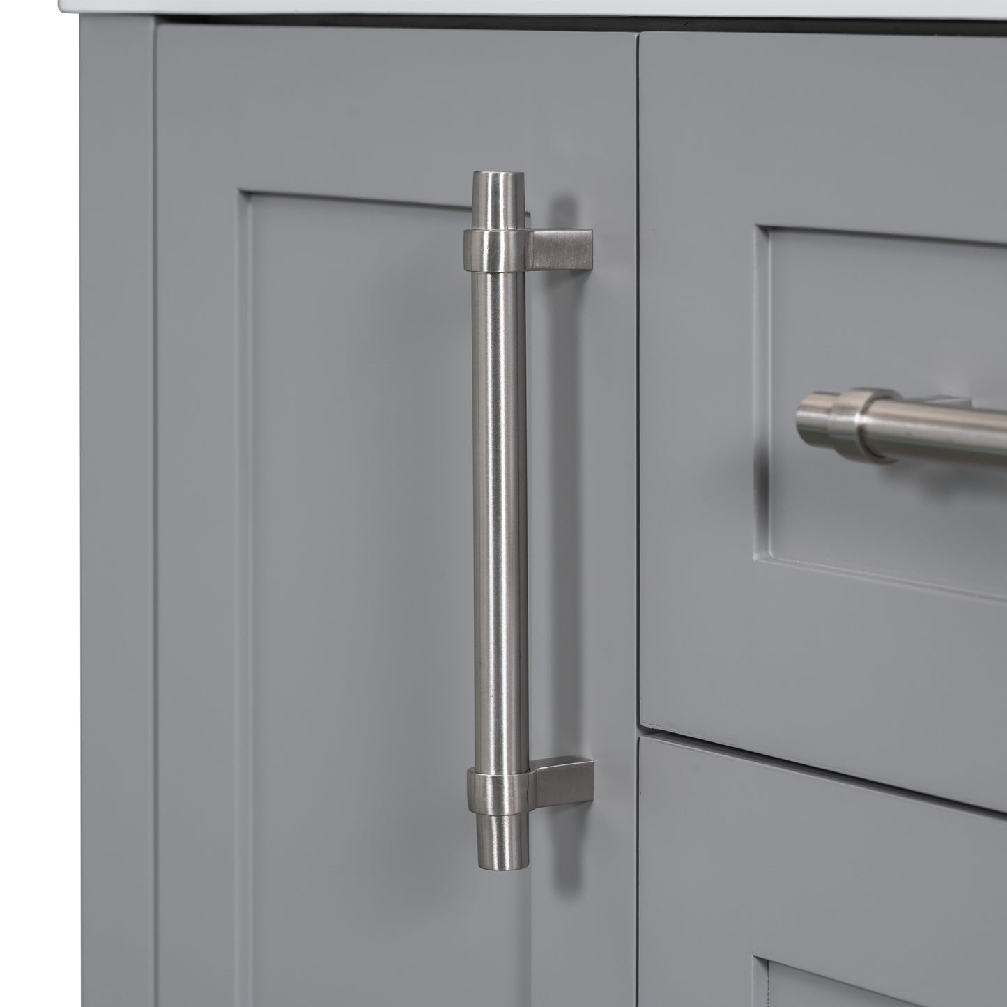 36-Inch Grey Bathroom Vanity with Solid Wood Frame and MDF, Resin Basin, 2 Single Resin Sink