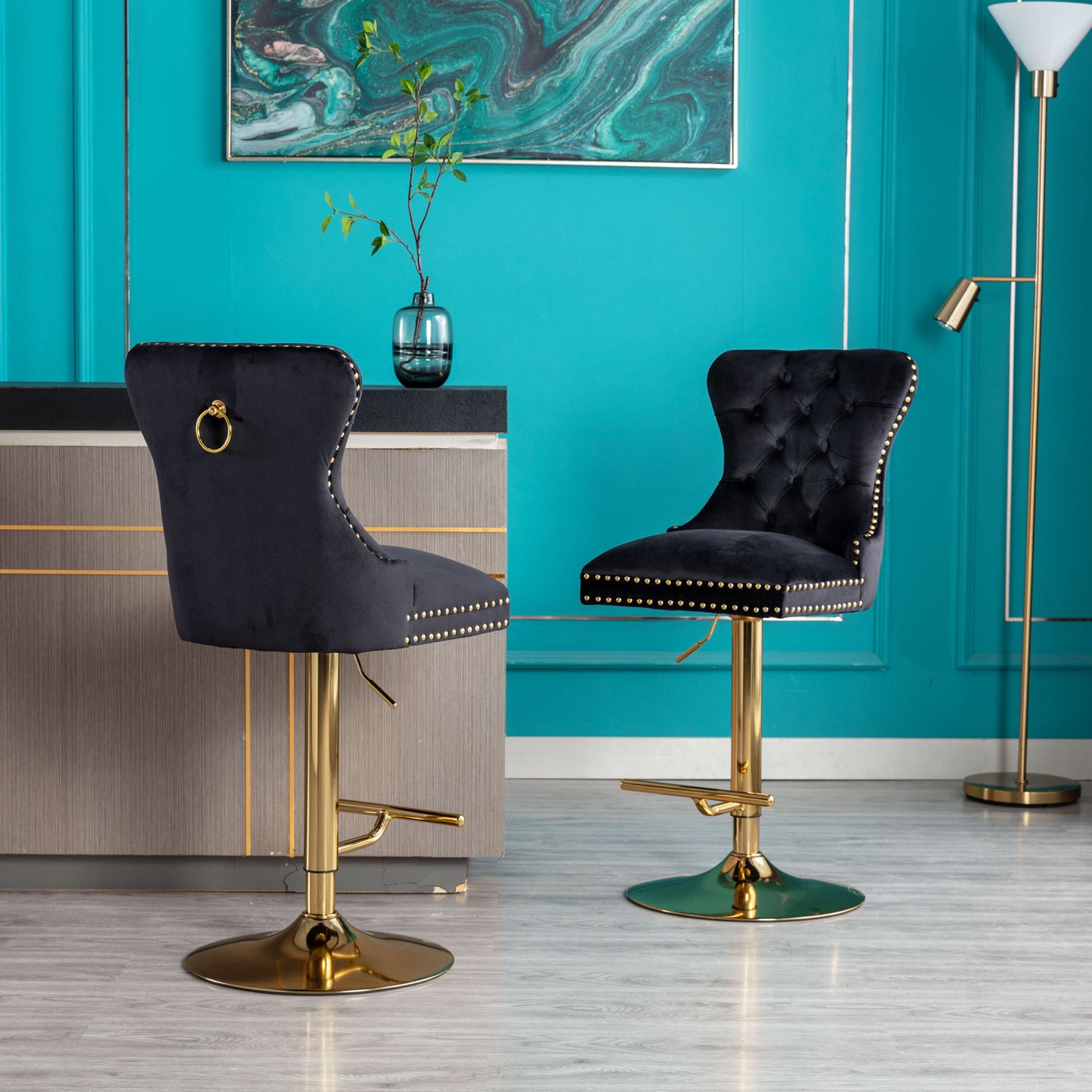 Swivel Bar Stools Chair Set of 2, Black