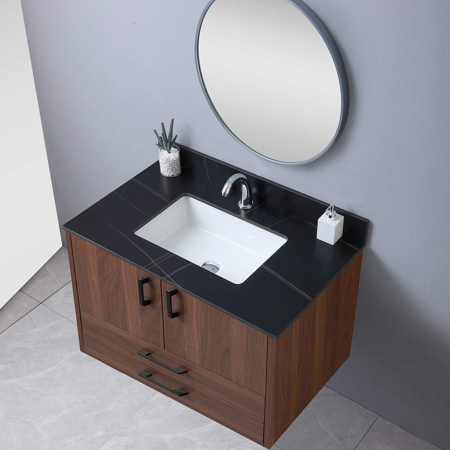 37inch bathroom vanity top stone white gold /black gold new style tops with rectangle undermount ceramic sink and single faucet hole