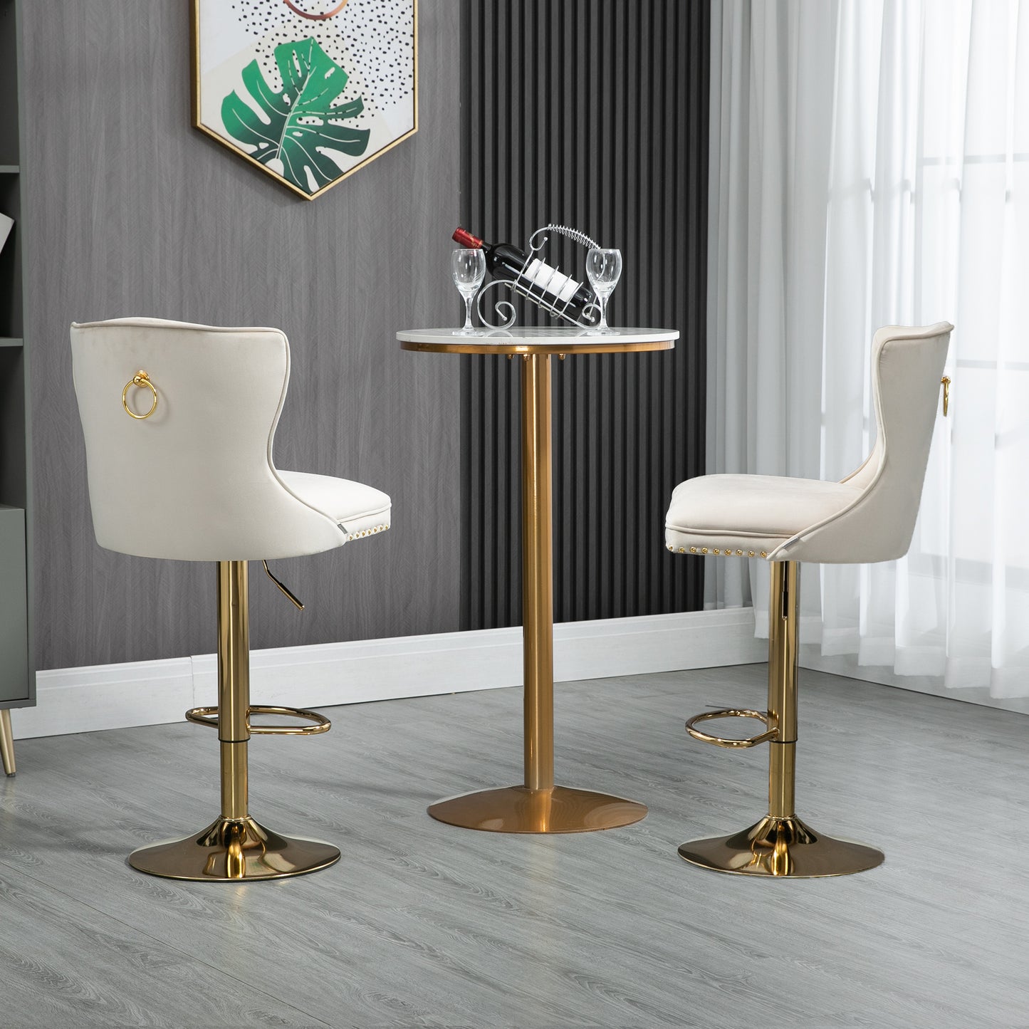 COOLMORE Bar Stools with Back and Footrest Counter Height Dining Chairs 2PC/SET