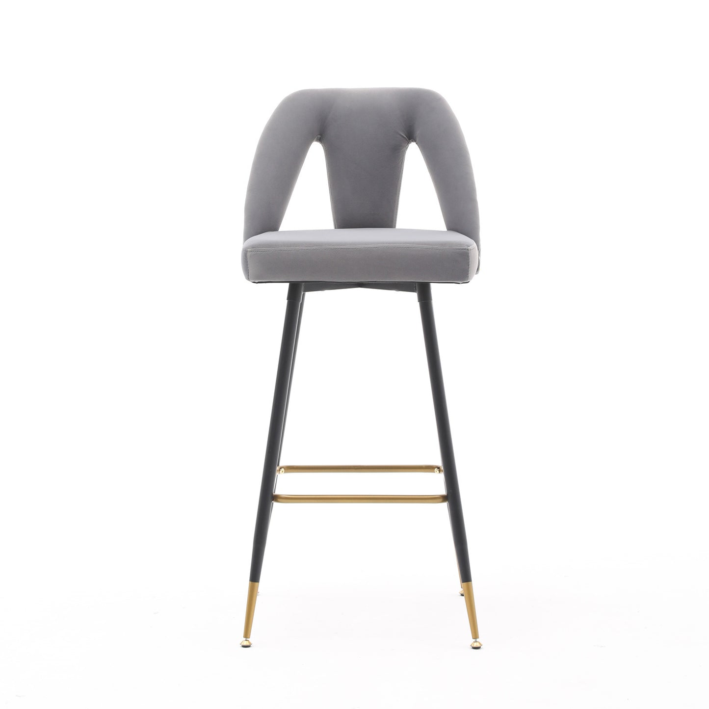 Collection Modern | Contemporary Velvet Upholstered  28\\\" Bar Stool & Counter Stools with Nailheads and Gold Tipped Black Metal Legs,Set of 2