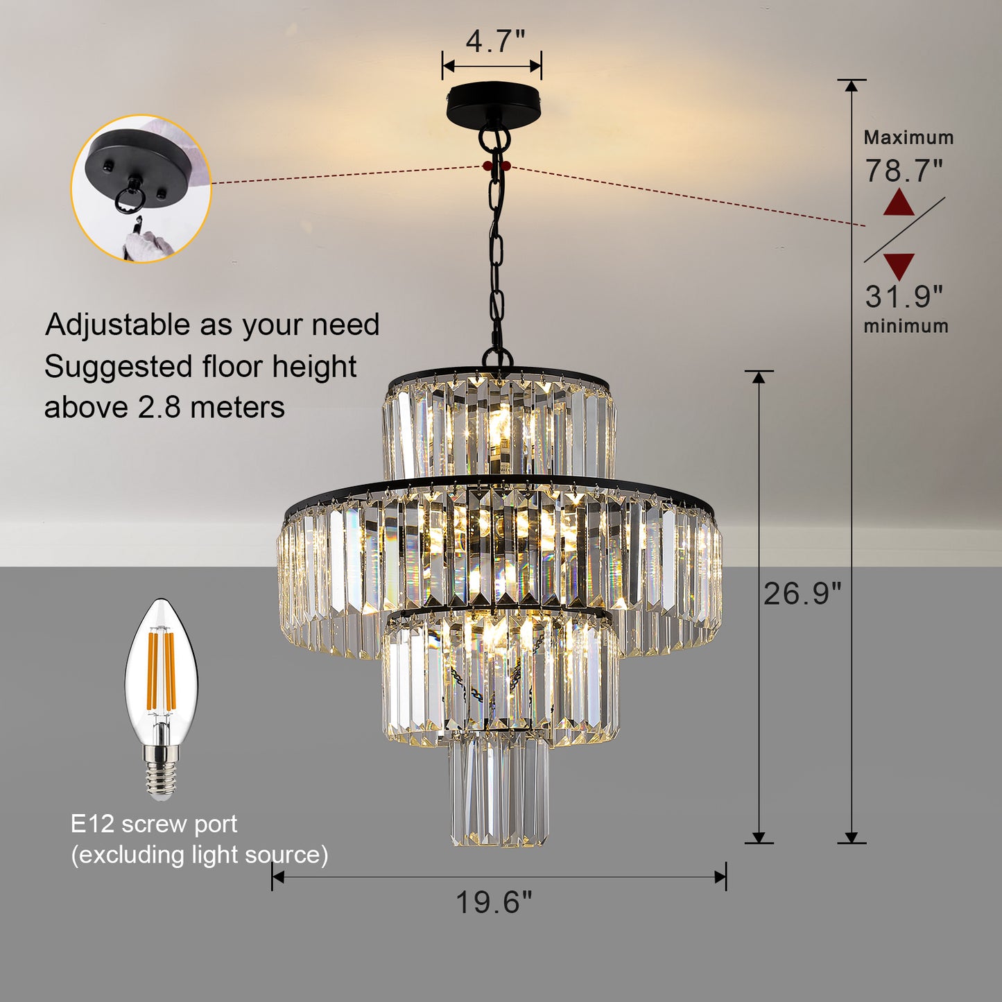 Luxury Crystal Chandelier -Black