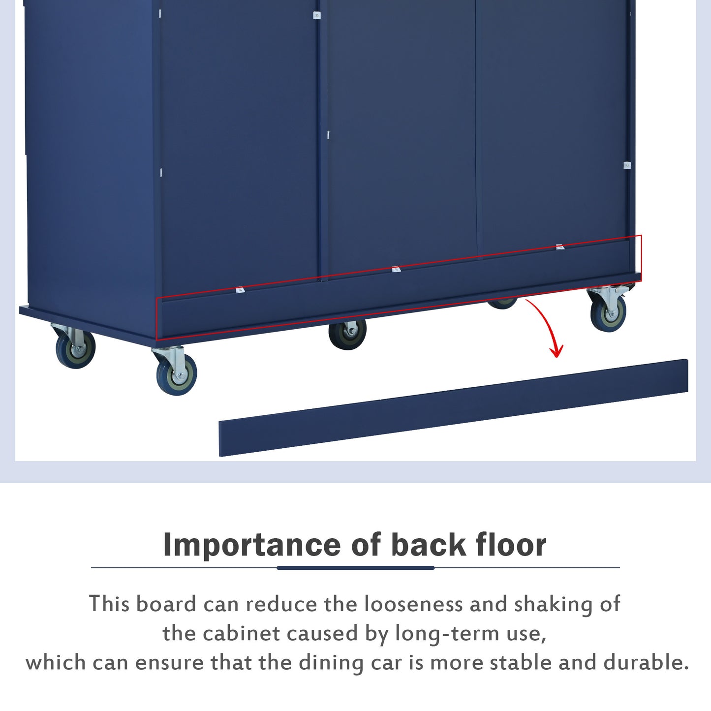 Rolling Mobile Kitchen Island with Drop Leaf - Solid Wood Top Dark blue)