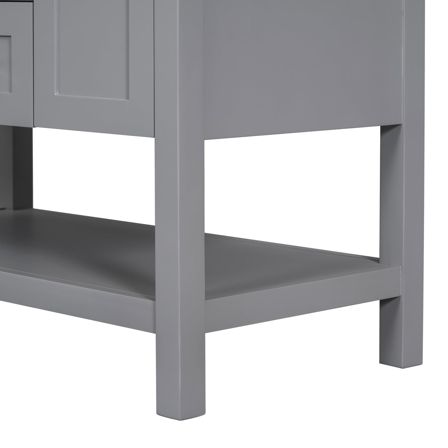 36-Inch Grey Bathroom Vanity with Solid Wood Frame and MDF, Resin Basin, 2 Single Resin Sink
