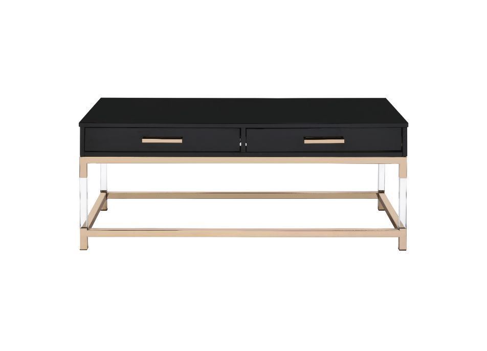 Adiel Coffee Table; Black & Gold Finish