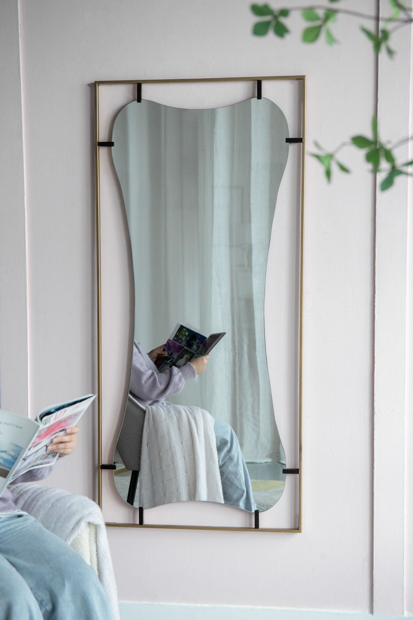 28x1.5x60" Poppy Mirror with Gold Metal Frame