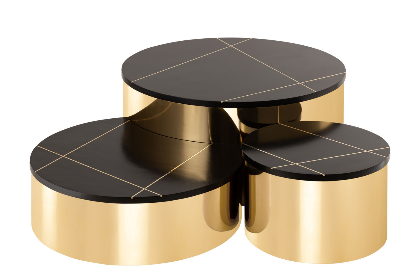 Modern Style 3PC Coffee Table Set - Gold