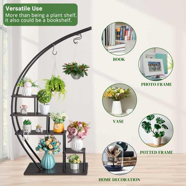 2pcs- 5 Layers Semicircle Iron Wood and Plant Stand